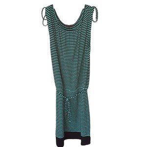 Adrianna Papell Green And Black Striped Dress Size Medium